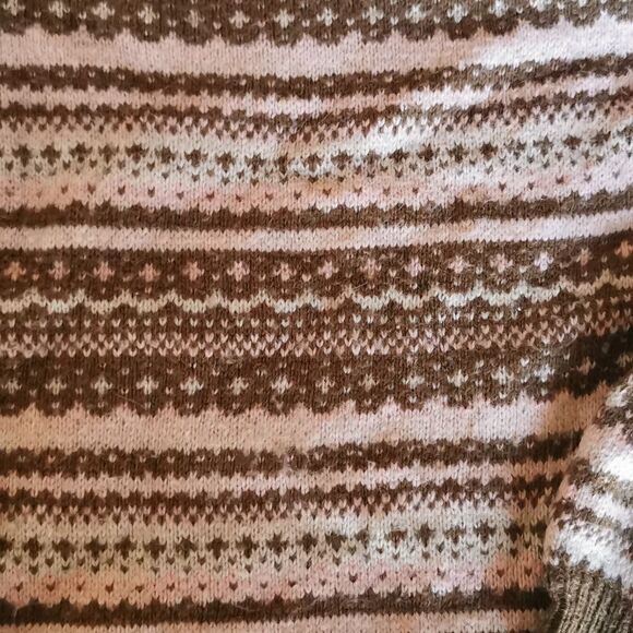 FAIR Isle Wool Blend Pink, Beige Sweater Medium - Picture 5 of 5
